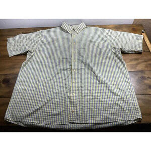 F/X Fusion Mens Size 2XL Yellow Blue Check Short Sleeve Button Front Shirt